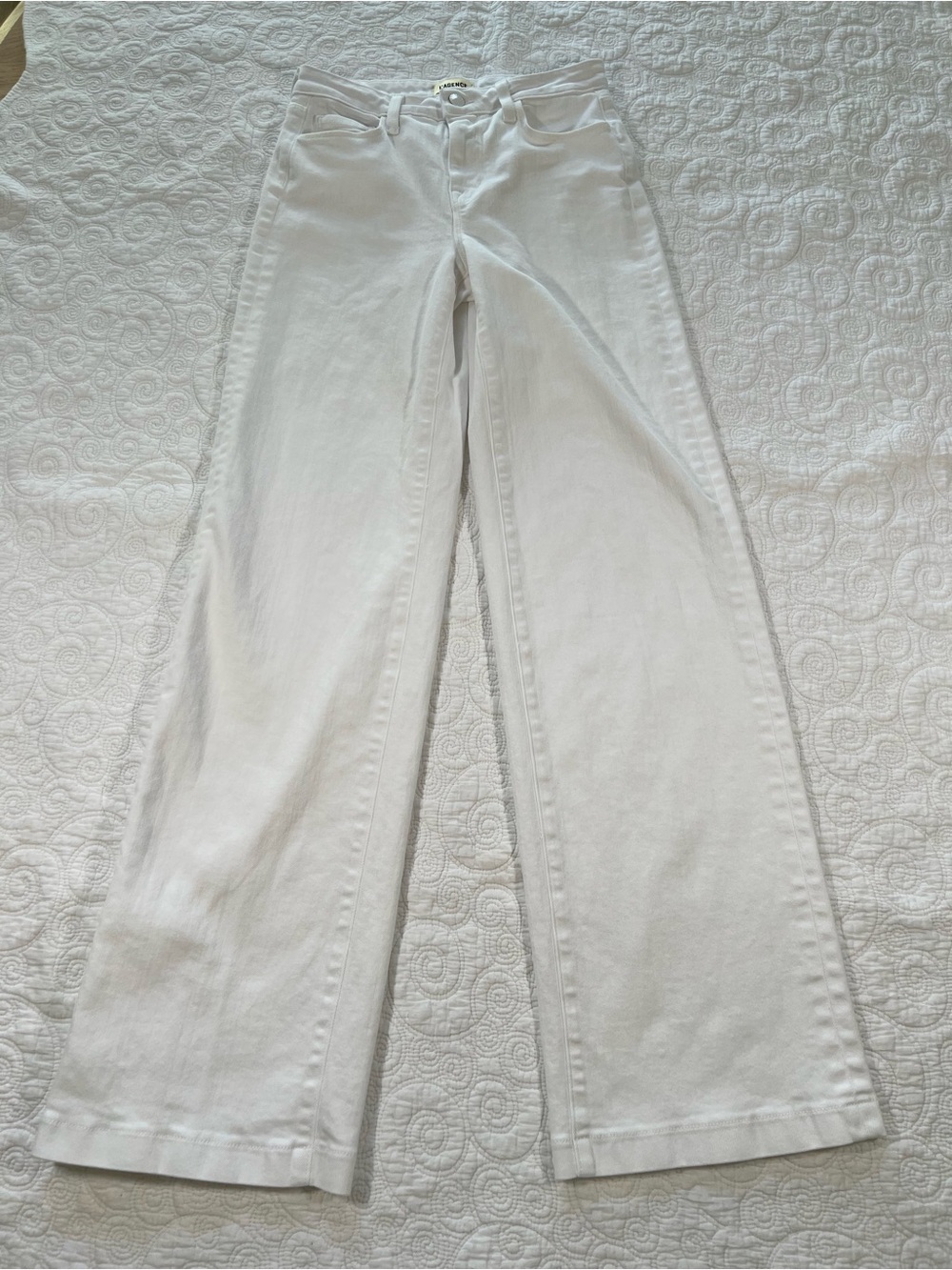 L'Agence Clayton High Rise Wide Leg Jeans Blanc White Size 26 Like New
